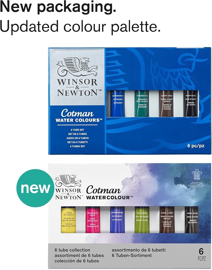 Winsor & Newton Cotman Watercolor Paint Set, 6 Colors, 8ml (0.27-oz) Tubes | Introductory Watercolor made with Fine Art Pigments, Perfect for Beginners, Lightfast & Permanent, Good Tinting Strength