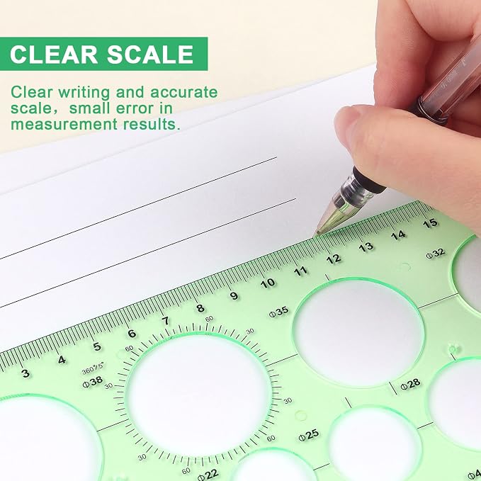 Tamaki Circle Template, Geometric Drawings Stencils, 2 Pack | Scale Drafting Digital Drawing Set for Office and School, Building Formwork Drawings Templates