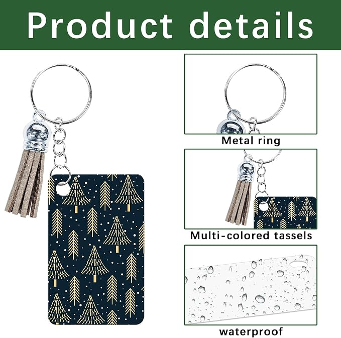 GEKIXUTP 160 Pcs metal Sublimation Keychain Blanks Bulk,Double Sided Sublimation Blanks Keychain Heat Transfer Keychain Blanks with Tassels,Sublimation Ornament Blanks key chain