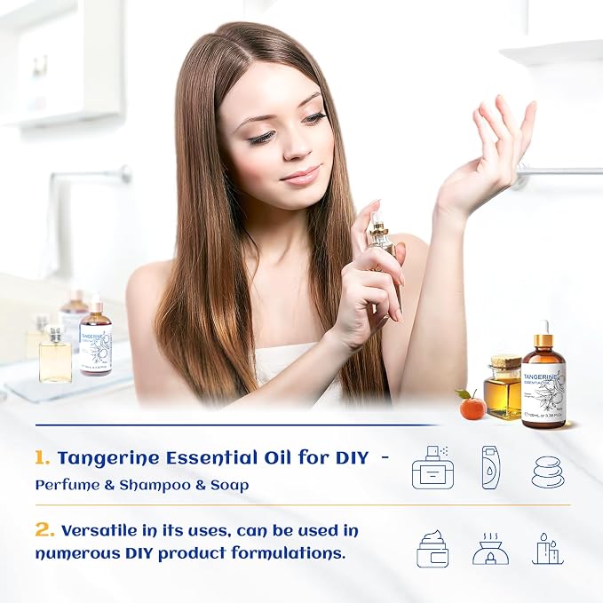 HIQILI Tangerine Essential Oil for Aromatherapy, Skin Care, Diffuser,