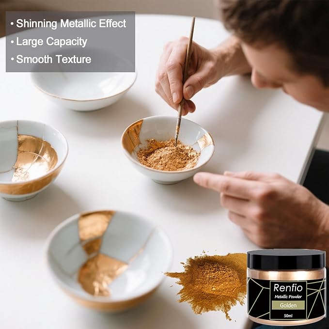 Renfio Metallic Pigment Powder,Gold Mica Powder for Resin
