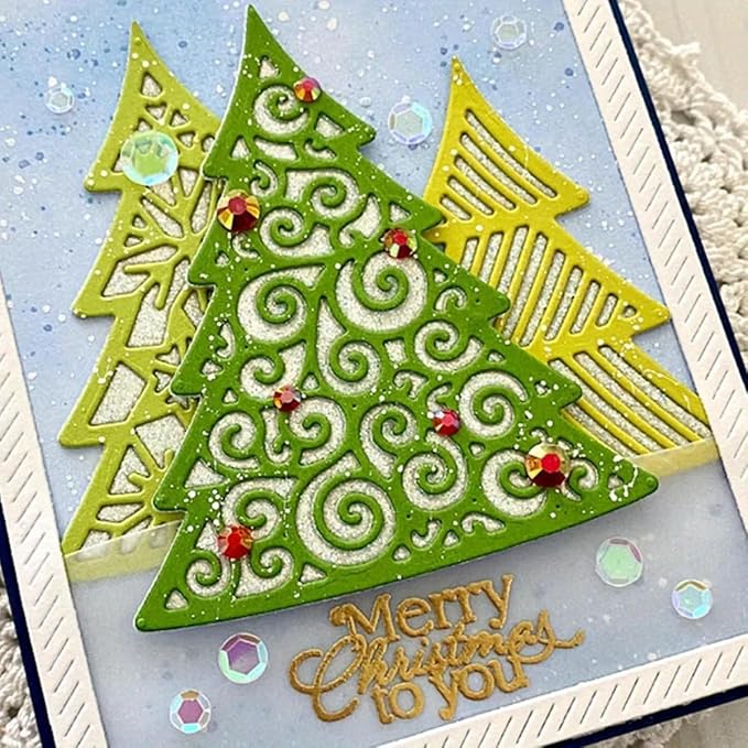 Lapoo Festivals Metal Cutting Die for Scrapbooking - Christmas Cut Stencils for DIY Scrapbook Photo Album Decorative Paper Card, Card Making Supplies, Embossing (A Christmas Tree Set 5.5 x 3.5 in)