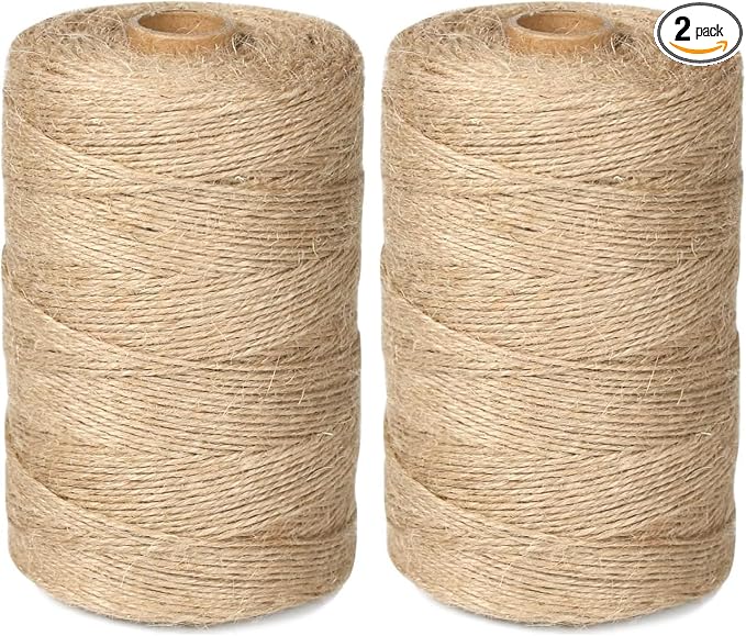 PerkHomy 1100FT Jute Twine String 2mm 3ply Natural Thin Twine for Craft Gardening Gift Wrapping Packing Material Wedding Christmas Decoration Bulk (Pack of 2)
