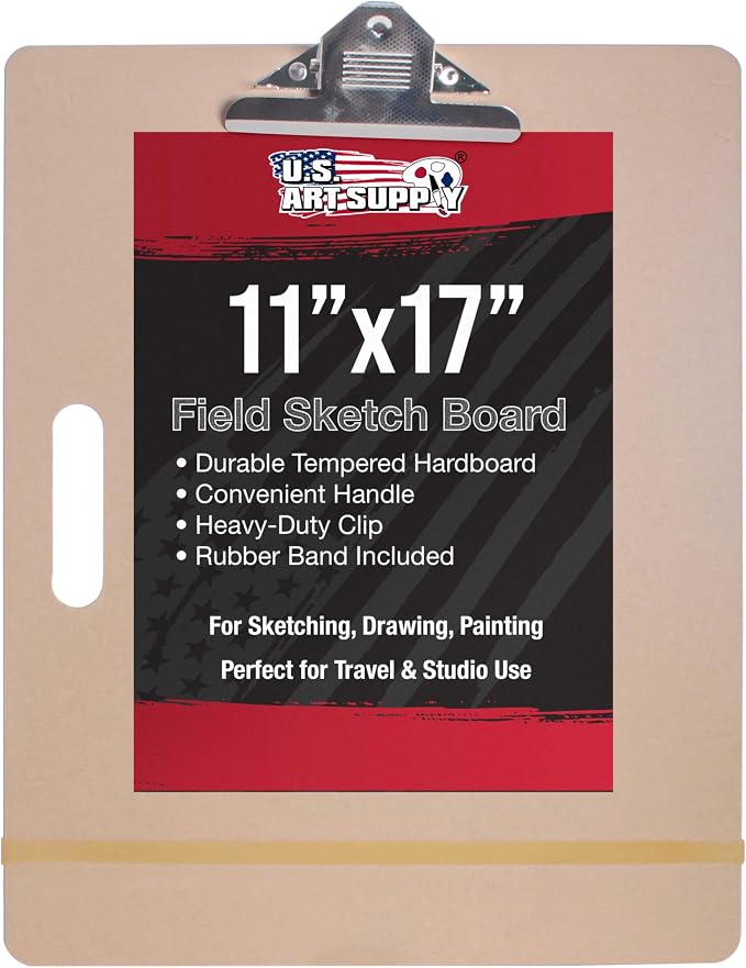 U.S. Art Supply 11" x 17" Artist Sketch Tote Board - Lightweight Hardboard