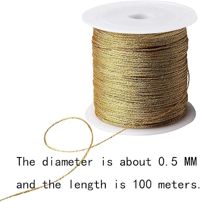 218 Yards/656 Feet Metallic Cord Gold Twine, 2 Spool Gold Thread String