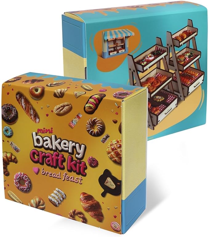 iLAND Air Dry Clay Kits Fun Crafts for Teens DIY Mini Bakery Miniature Food Toy Easy Crafts for Adult Women 1/12 Scale Accessories of Dollhouse Kitchen Creative Family Game Night Birthday Gift Ideas