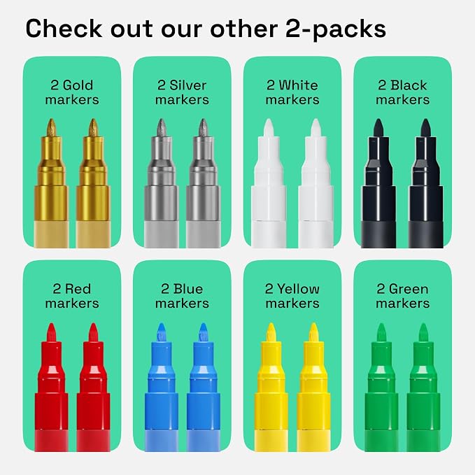 ARTISTRO Red Acrylic Paint Markers - 0.7mm Extra Fine-Tip - Set of 2