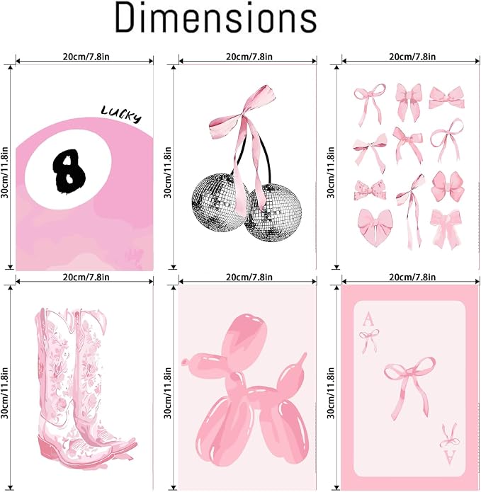 NEGEKFKX 6 Pack Coquette Paint by Numbers Kit for Adults Beginner,Cute Pink Easy Adult Paint by Number Kits on Canvas DIY Painting for Beginners Art by Numbers for Home Wall Decor 8x12 Inch