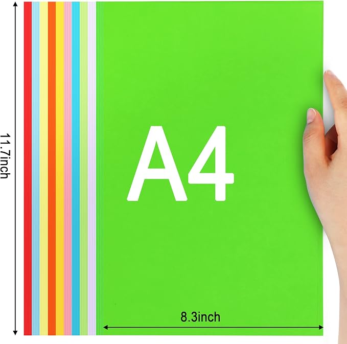 SANNIX 200 Sheets 10 Colors Colored Paper A4 Printer Paper Copy Paper Stationery Paper Multipurpose Colored Printing Paper Origami Paper for DIY Kids Art Craft 8.3" X 11.7"