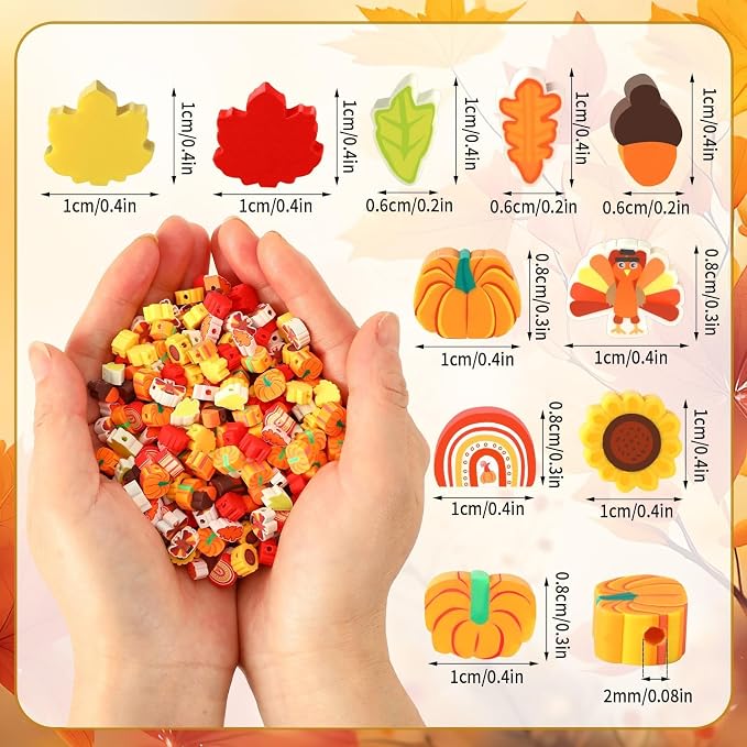 Augshy 300Pcs Fall Polymer Clay Beads for Bracelets Jewelry Making