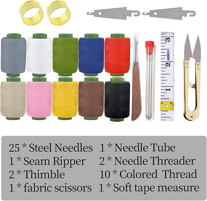 Obear 43-Piece Sewing Kit for Adults and Beginners,Big Eye Stainless Steel Sewing Needles Kit for Hand Sewing with Needle Threader and Seam Ripper