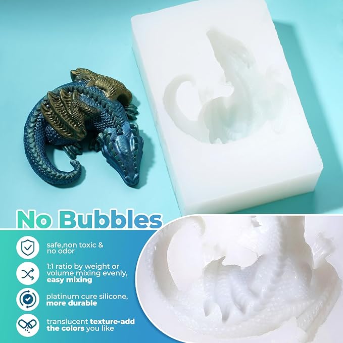 LET'S RESIN Silicone Mold Making Kit Liquid Silicone Rubber 140oz/1 Gallon | Translucent Clear Mold Making Silicone-Mixing Ratio 1:1-Molding Silicone for Resin Molds,Silicone Molds Maker DIY Making