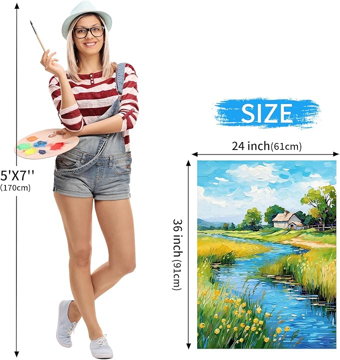 2 Pack 24x36 Canvas Stretched Canvases for Painting | Large Canvas for Painting, White Painting Canvases for Acrylic, Oil, Tempera, Watercolor or Other Paints (2Pack)