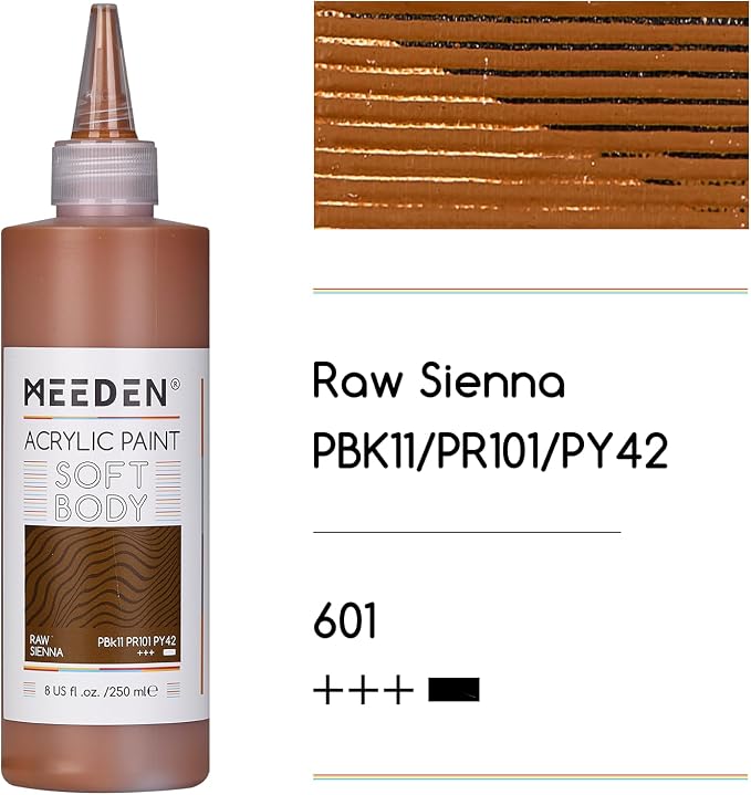MEEDEN Raw Sienna Acrylic Paint: Matte Finish 250ml/8.45oz Soft Body