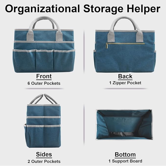 Cupohus Craft Organizer Tote Bag, Dark Green Sewing Bag for Art