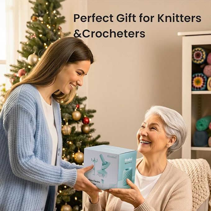 Cordless Yarn Winder, 2H Running Time Rechargeable for Craft Lovers | Electric Yarn Cake Winding with 2200mAh Battery, Compact Portable Auto Spinner, Ideal Helper for Knitters & Crocheter Lovers