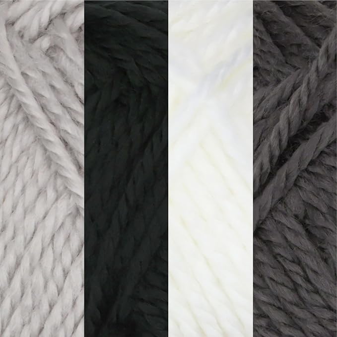JubileeYarn Amigurumi Select Yarn - DK Acrylic - Shades of Grey - 4 Skeins