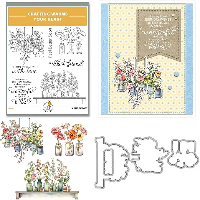 Clear Stamps and Metal Cutting Dies Set for Card Making Scrapbooking, DIY Craft Stamps and Dies Kit for Journaling, Albums, Greeting Cards, Holiday Cards, Birthday, Christmas (YX2000)
