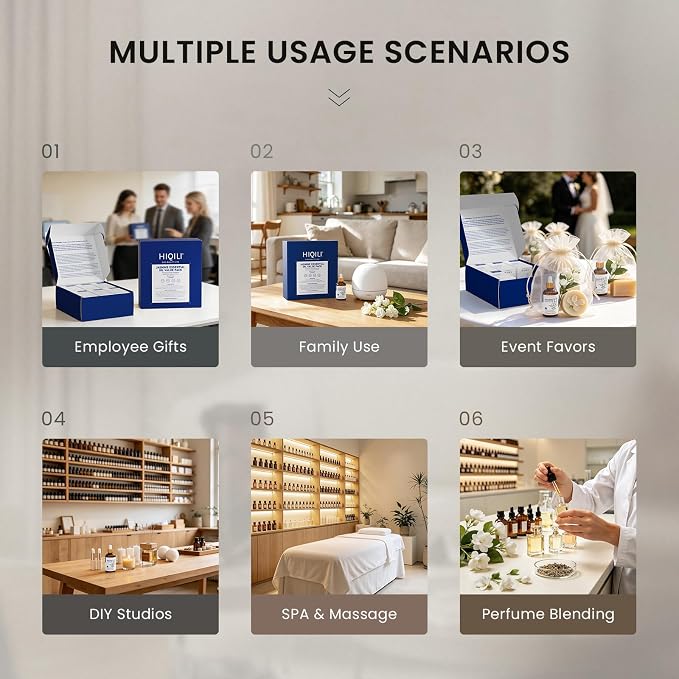 HIQILI Jasmine Essential Oil Set for Skincare, Diffuser & DIY Making