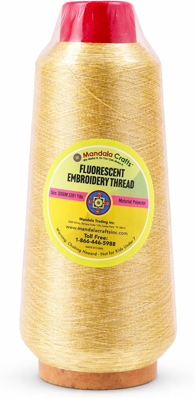 Mandala Crafts Metallic Champagne Embroidery Floss for Sewing, 3281 Yard Spool