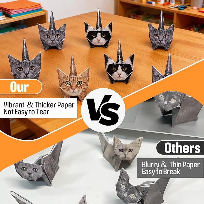 hapray 56 Sheets Cat Origami Paper Kit, Origami Kit for Kids, Origami Book | Easy to Fold DIY Craft for Adults and Kids Ages 8-12, Origami Paper Kits Desk Decoration with Video Tutorial, Cat Lover Gift