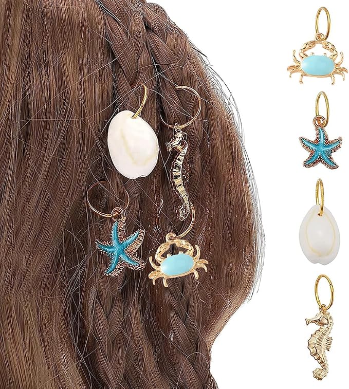 NBEADS 30 Pcs Ocean Theme Stitch Markers, Alloy Enamel Crochet Marker Charms Locking Stitch Ocean Hair Rings with Solid Ring Jewelry Pendant for Knitting Weaving Sewing Accessories Handmade Jewelry