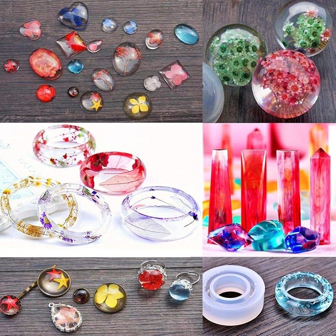 Sakolla15 Pcs Resin Casting Tools Set - Include Sand Papers, Polishing Blocks, Polishing Cloth, Round File, Semicircular File, Flat File and Scissors for Polishing Epoxy Resin Jewelry Making Supplies
