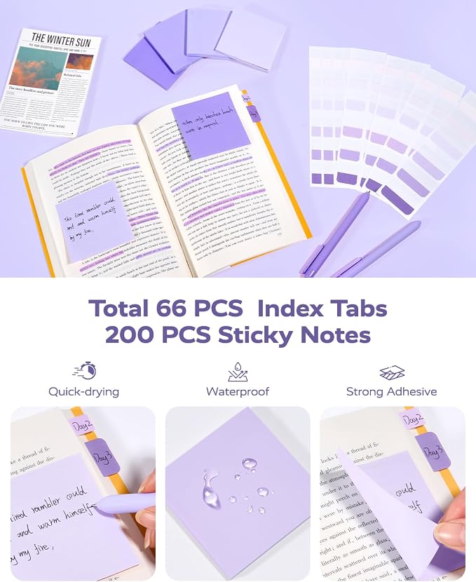 Four Candies Aesthetic Purple School Supplies Kit with Case for Girls