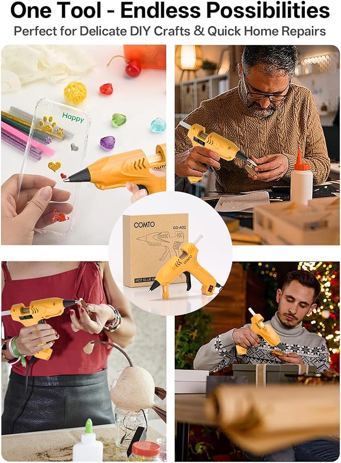 Mini Hot Glue Gun with 100 Glue Sticks, Yellow