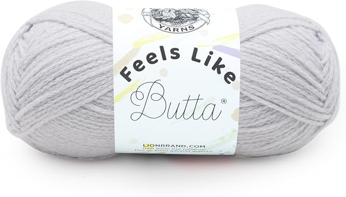 Lion Brand Yarn, Feels Like Butta Soft Crochet Yarn, Pale Grey, 1 Pack | Buttery Soft Machine Washable Worsted Weight Knit Fiber for Cuddly Baby Blankets, Warm Sweaters, Smooth Amigurumis