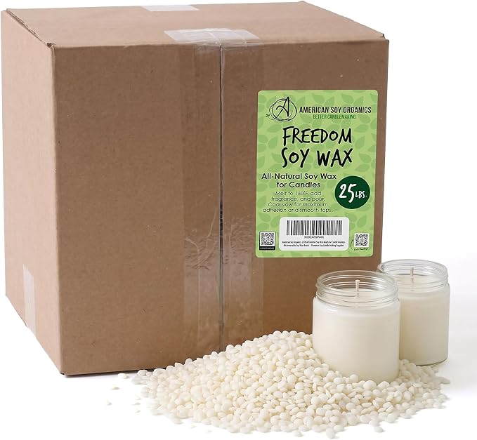 American Soy Organics Freedom Soy Wax Beads, All-Natural Candle Wax, 25 lbs | DIY Candle Making Supplies Ideal for Container Candles, Tealights & Wax Melts, Paraffin-Free, Beeswax-Free, Microwavable