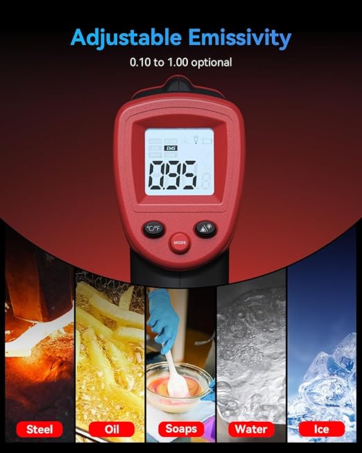 Wintact Infrared Thermometer, Digital Surface Temperature Gun -58℉ to 1094℉ | Laser Temp Gun for Cooking Food, Pizza Oven, Flat Top Grill, Griddle, Soap Making, Reptile