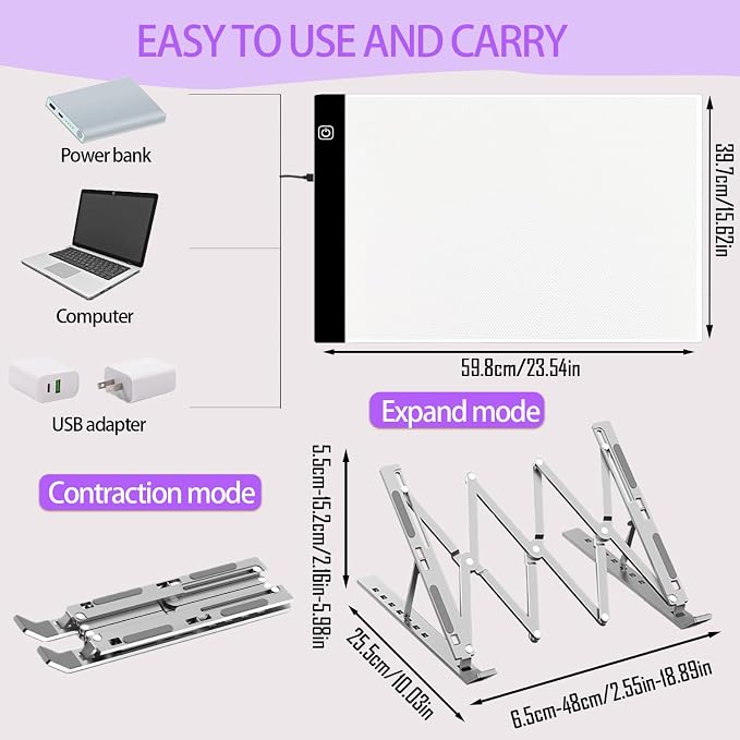DNSGOOR 244Pcs Diamond Art Accessories Kit with A2 LED Light Pad