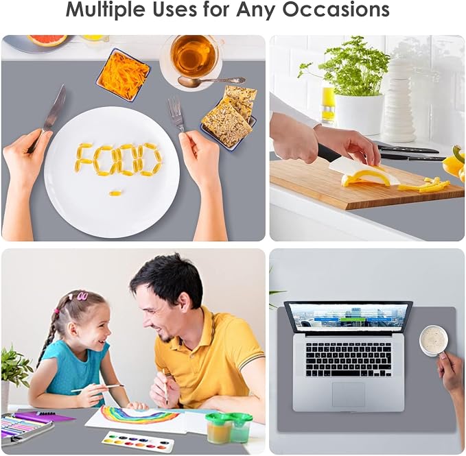 Extra Large Silicone Mats for Kitchen Counter, Silicone Placemats for Kids, Nonstick Nonskid Silicone Mat for Baking Crafts, Waterproof Heat Resistant Mat Coffee Mat, 27.6'' x16''