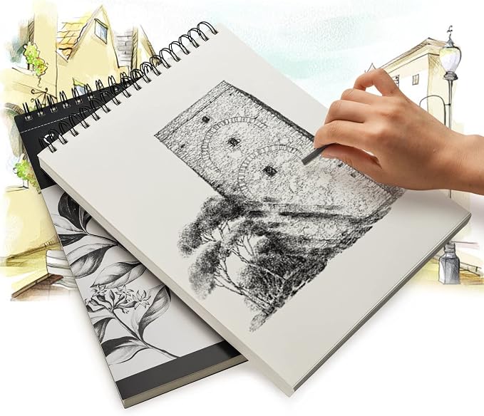 AGPtEK Sketch Book 9 X 12, Art Drawing Pad, 100 Sheets, 2 Pack | 60lb/100g, Sketchbook, Sketch Pads for Drawing
