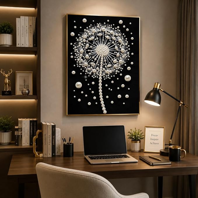 Morudeor Dandelion Diamond Art Pearl Painting Kits for Adults,Special Shape Diamond Art Kits for Flowers, DIY 3D Plastic Pearl Painting Kit for Home Decoration 12 × 16 inch