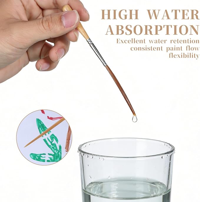 5 Pcs Long Liner Brushes Detail Paint Brushes Extra Long Fine Point Tip Pinstriping Scroll Outlining Brush for Artists Beginners Watercolor Acrylic Painting Marking Outlining Filling Creating Edge