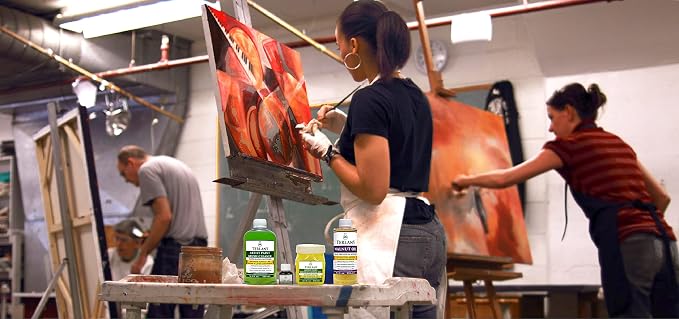 TERLANS Oil Painting Essentials Set, 3x100 ml (3x3.38 Fl.Oz.) | Linseed Oil, Brush Cleaner & Odourless Oil Paint Liquid for Smooth Flow, Controlled Dilution & Paint Care | Artist Oil Painting Supplies
