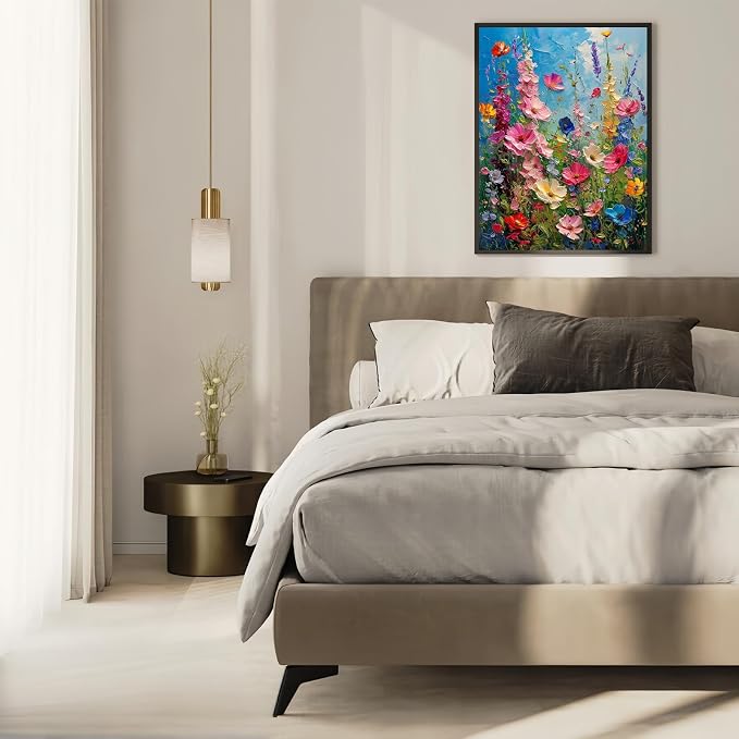 Hutarosl Flowers Paint by Numbers with Frame for Adults - with Wooden Easel,Adult Paint by Number,Flowers Canvas Paint by Numbers for Adults,Gifts and Home Decor 12x16inch