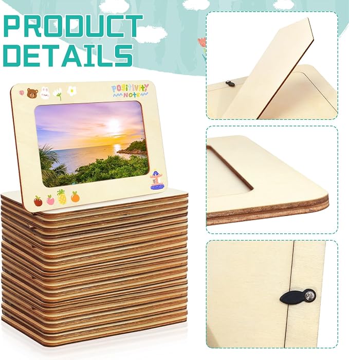 VOKOY 40 Pack Wooden Picture Frames for Crafts, 4" x 6" Photos DIY Wood Picture Frames,Unfinished Standing Photo Frames DIY Crafts Wood Decorate for Wedding Birthday Gifts