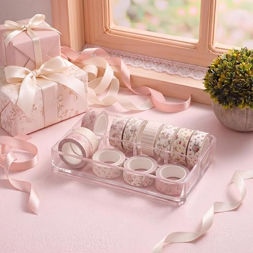 Gueevin 24 Rolls Floral Washi Tapes Set Scrapbook Supplies, Pink Floral | 15 mm Watercolor Flower Washi Tapes, Back to School DIY Craft Arts, Junk Journaling Planner Gift Wrapping Supplies