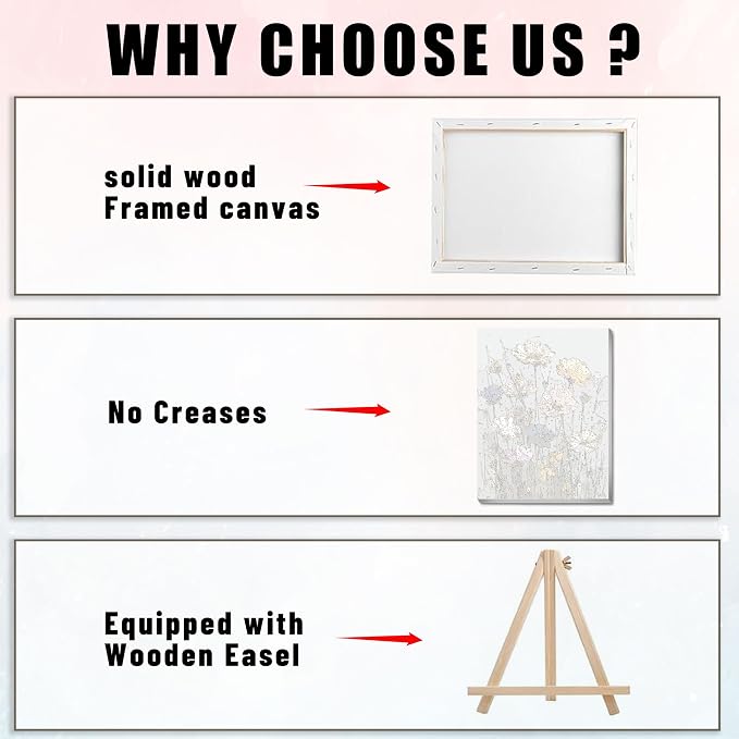 Ausanrl Flowers Framed Paint by Numbers Wooden Easel - Adult Paint by Number Kits on Canvas Framed, Floral Paint by Numbers with Frame,Gifts and Home Wall Decor 12x16inch