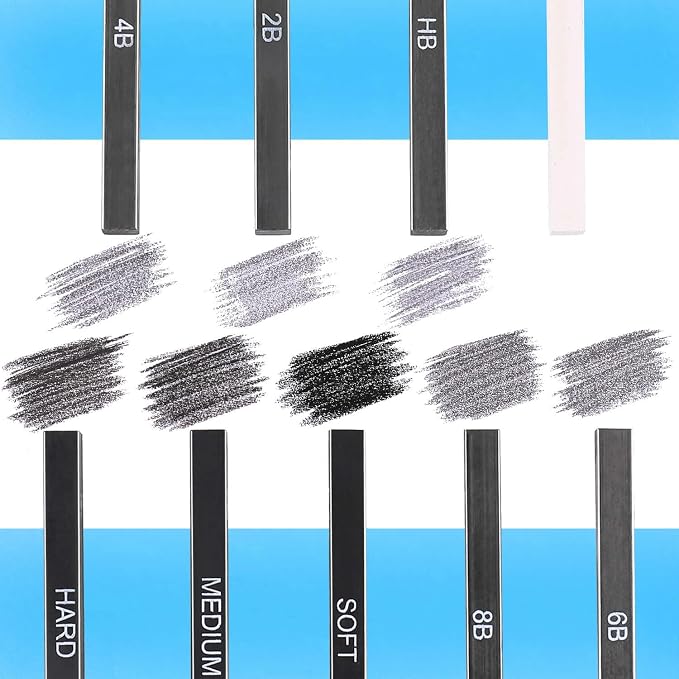 Dyvicl Compressed Graphite Charcoal Sticks, Black White Charcoal for Drawing, Sketching, Shading, Blending, Pack of 18 Charcoal Drawing Set for Beginners, Artists