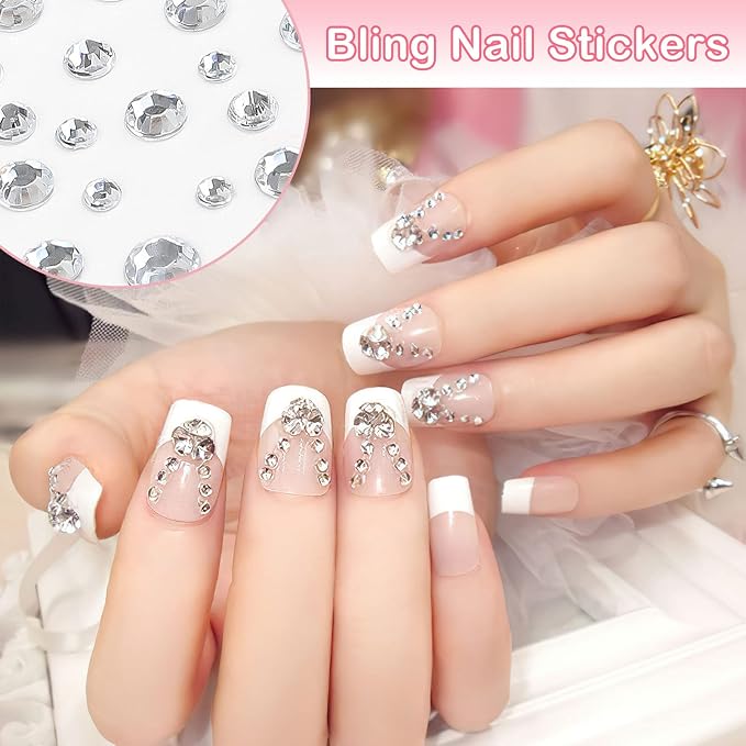 Clear Rhinestones Stickers, 2100pcs Self Adhesive Rhinestones for Face, Bling Jewel Stickers, Crystal Gem Stickers for Crafts, Makeup, Face, Hair, Assorted Size…