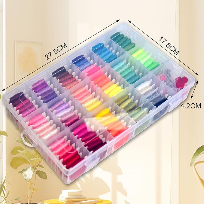 QCZKB Friendship Bracelet String 102 Skeins Fashionable Rainbow Color Embroidery Floss Cross Stitch Embroidery Thread Bracelet Yarn, Craft Floss with Beads，Tool kit