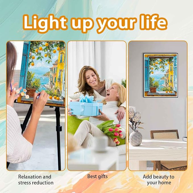 Yunruily Paint by Number Adult Lemon Tree-Adult Paint by Numbers,Paint by Numbers for Adults Canvas for Gifts Home Wall Decor(16x20inch)