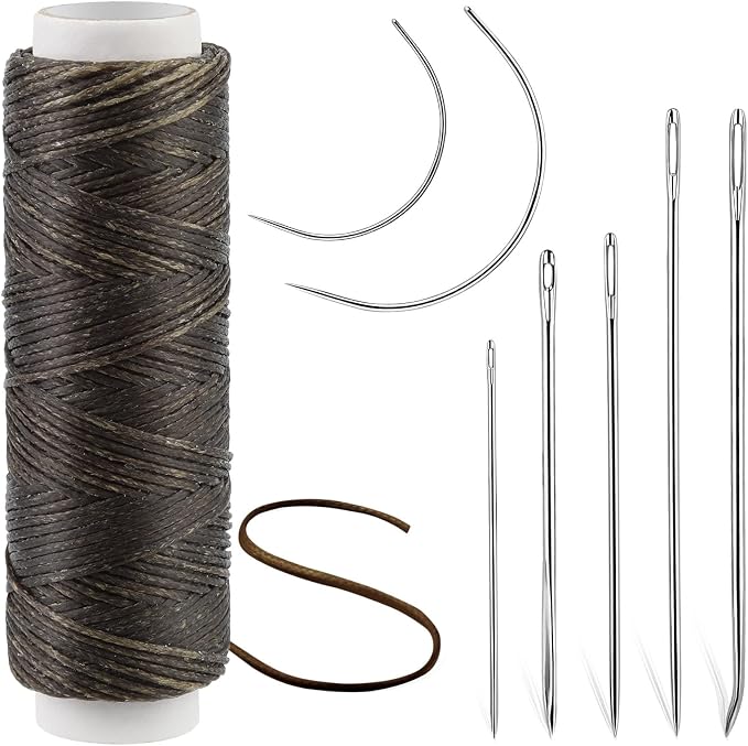 Ftyiwu Waxed Thread, Upholstery Needle and Thread 32 Yards Army Green