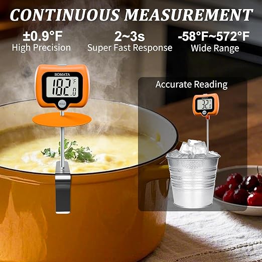BOMATA Digital Candy Thermometer with Pot Clip, Deep Fry Oil Thermometer