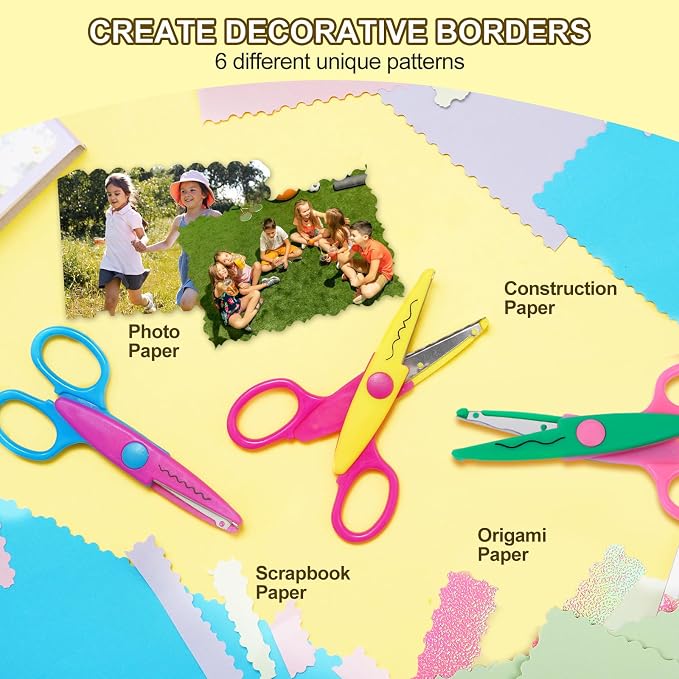 UCEC 8 Pack Craft Scissors Decorative Edge, Zig Zag Scissors for Crafting