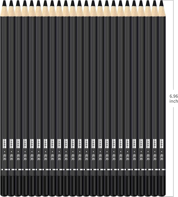 Drawing Charcoal Pencils 24 Piece Set, Pro Art Graphite Sketching&Shading Supplies, Ideal For Kid Beginner Student Adults Artist